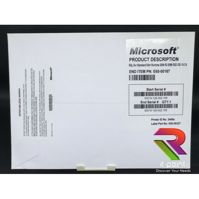 SQL Server Standard 2008 R2 Full Package included 15 client BERGARANSI