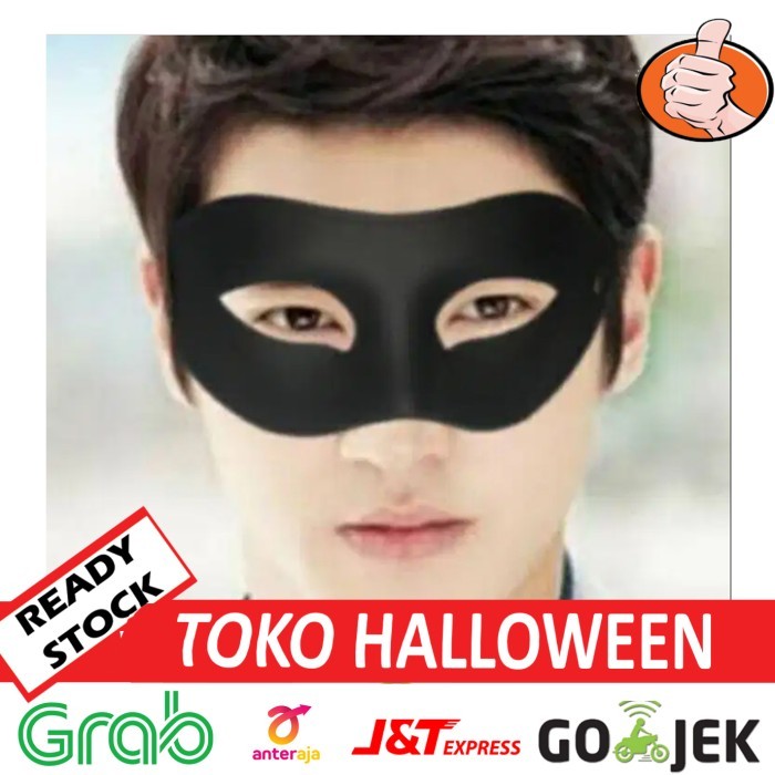 TERBARU TOPENG HITAM PRIA SETENGAH WAJAH MASQURADE ZORO MASK TOPENG BANDIT PROMO