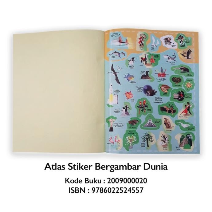 

Buku Atlas Stiker Bergambar Dunia Oleh Sam Lake Lebih dari 350 Stiker