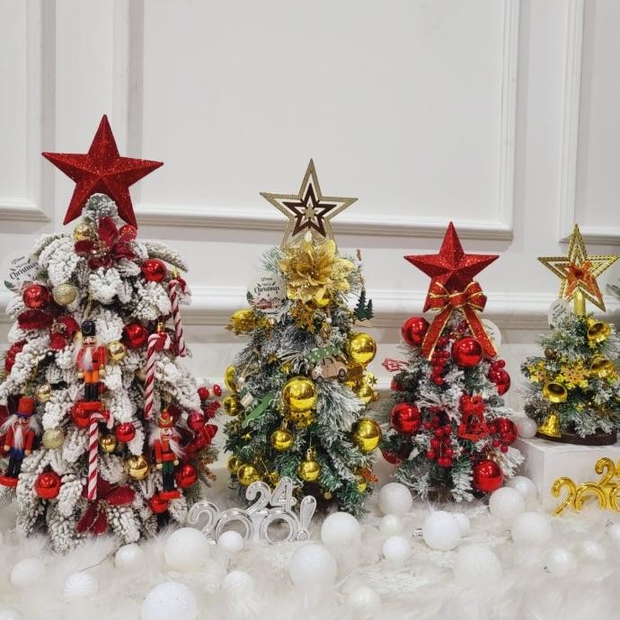 

Sale! Dekorasi Aksesoris Hiasan Pohon Natal Meja Merah Emas SJ Store