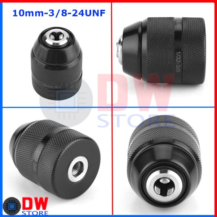 Kepala Bor Metal Keyless Drill Chuck 10Mm 3/8-24Unf & 13Mm 1/2-20Unf