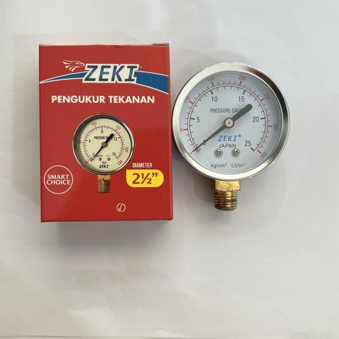 

ZEKI PRESSURE GAUGE / ALAT UKUR TEKANAN 25KG/CM2 / 25BAR SIAP KIRIM
