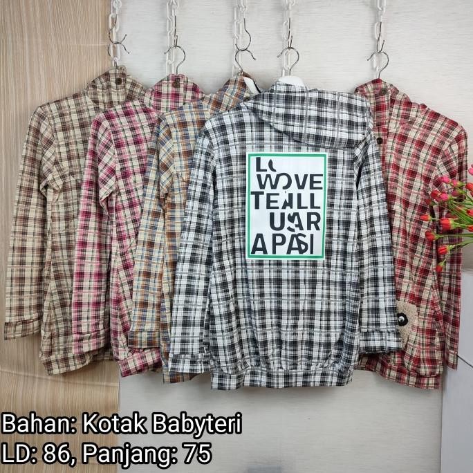 

Sale! Atasan oblong jacket kotak motif LOVE WILL TEAR US APART