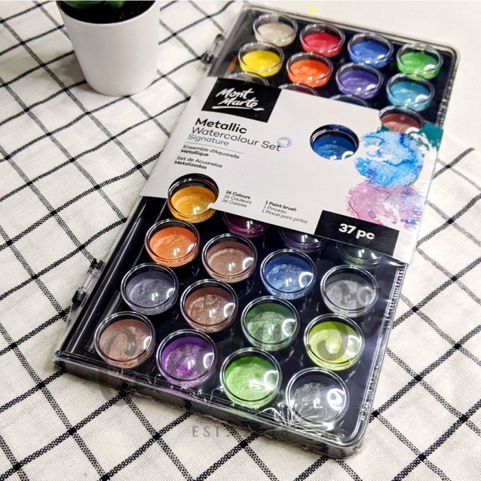 

Mont Marte Signature Metallic Watercolor Cake 37 Color Cat Air Padat M
