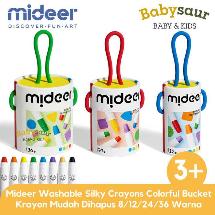 

Mideer Washable Silky Crayon Bucket 24 / 36 Warna Krayon Mewarnai Anak