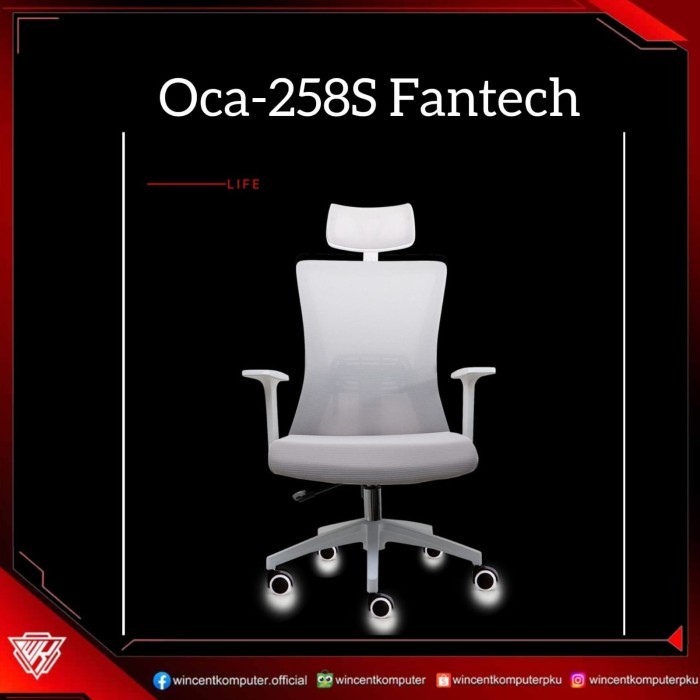 Fantech Ergonomic Office Chair With Adjustable Armrest Fantech OCA258S OCA-258S OCA 258S Kursi