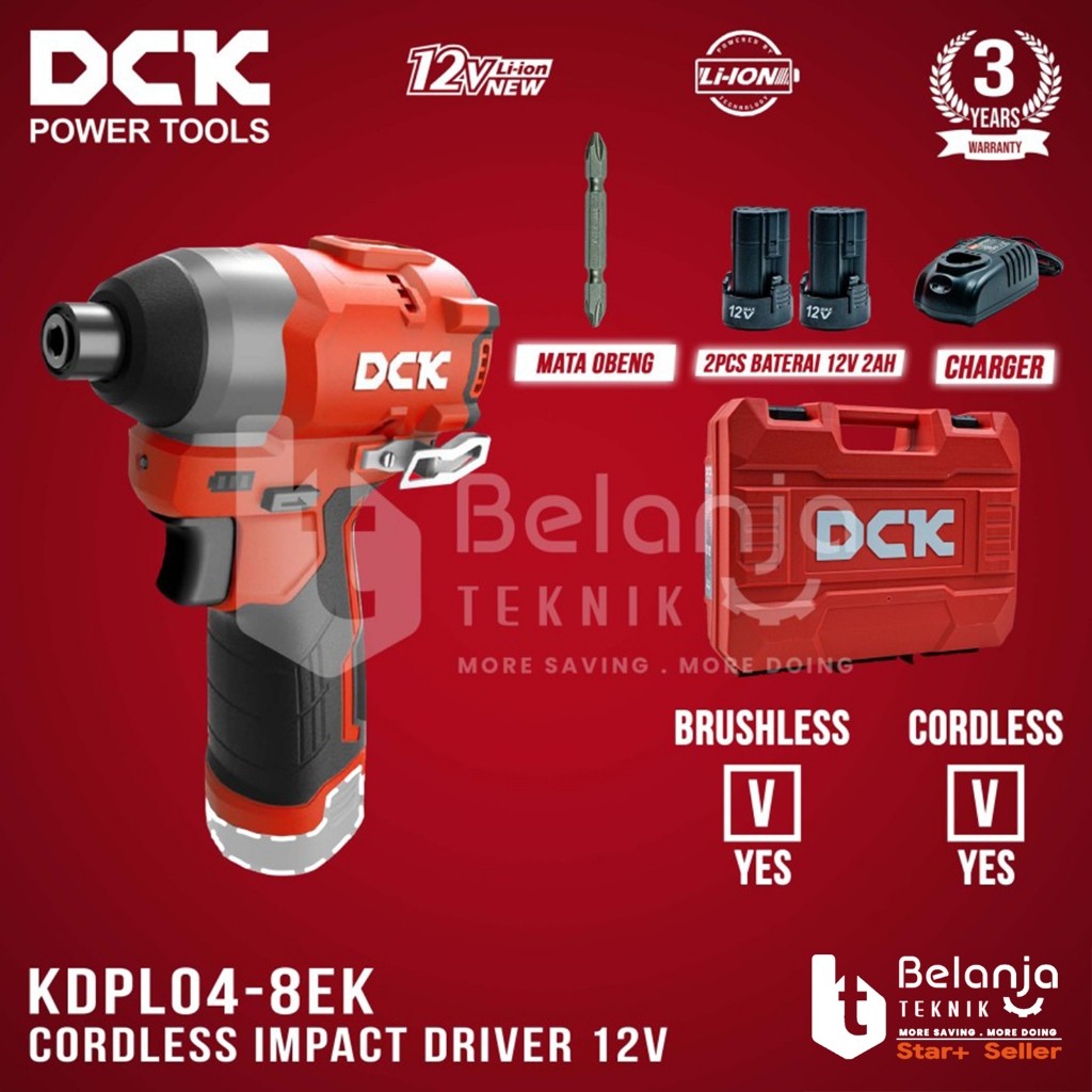 DCK Brushless Impact Driver Cordless 12V KDPL04-8EK Bor Obeng KDPL 04 8 KDPL04-8 EK