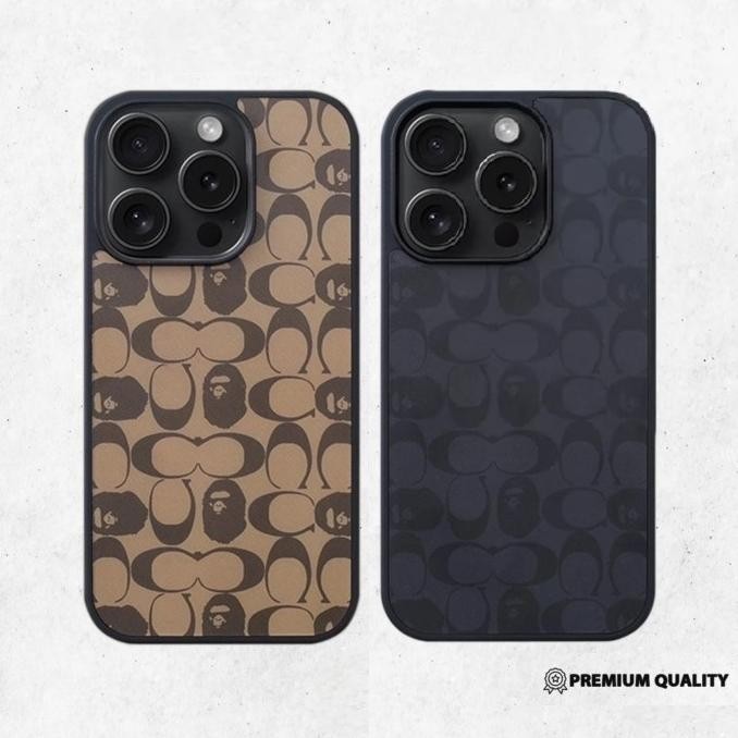 Case Iphone 12 13 14 15 Pro Max Coach X Bape Cover Hard Casing Promax