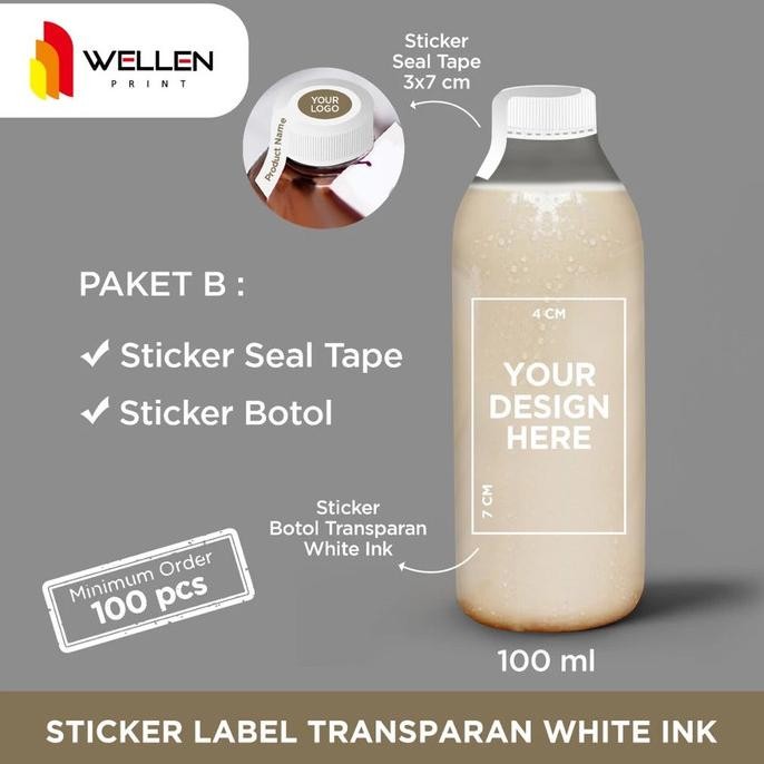 

Cetak Stiker Botol Transparant White Ink / Stiker Label Tinta Putih