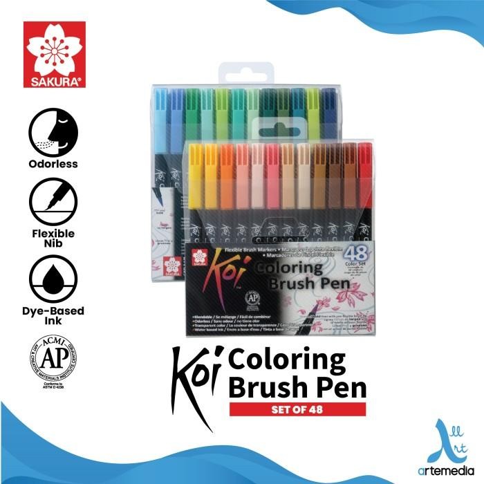 

TERBARU Brush Pen Sakura Koi Coloring Brush Pen Set 48 Pena Kuas Warna