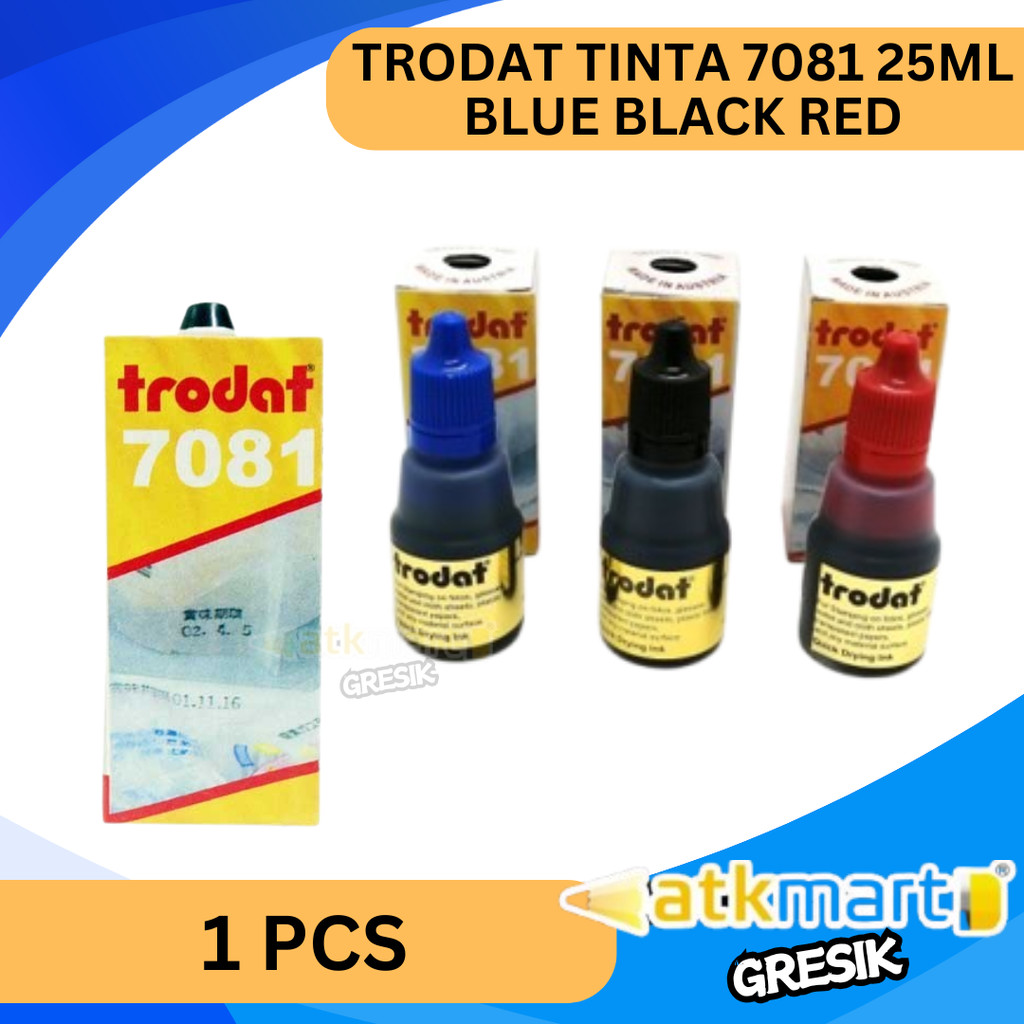 

TRODAT TINTA 7081 25ML BLUE BLACK RED / TINTA STEMPEL PERMANEN