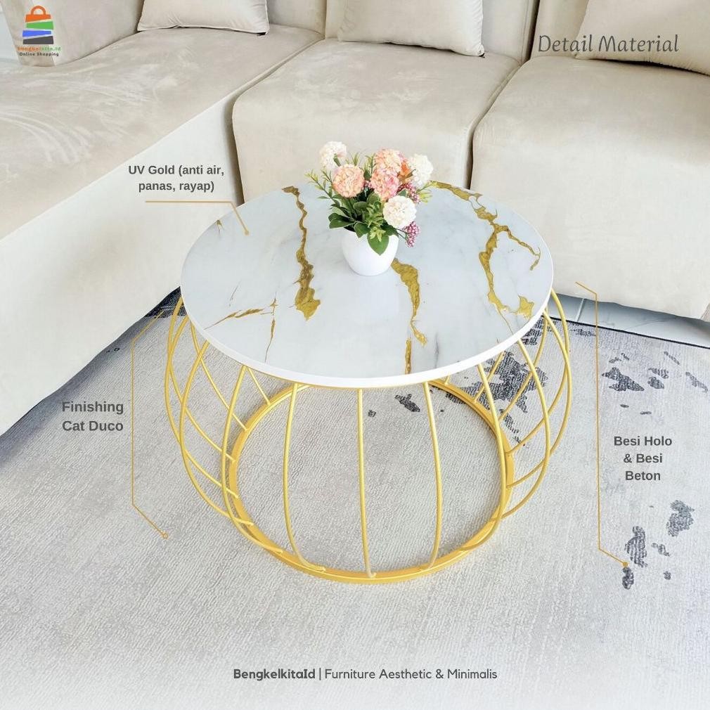 Meja Tamu Minimalis Rhea | Meja Minimalis ||Furniture Ruang Tamu | Meja Bulat Ruang Tamu Aesthetic