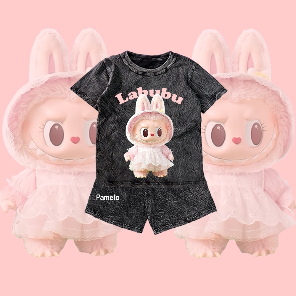 Promo Pamelo Stelan Wash Anak Unisex Labubu Wash One Set Anak Stone Wash Polos Anak Set Distro Basic