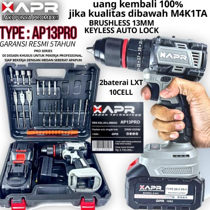 $$$$] Hujia Bor Cordless 34vf 13mm Bor tembok besi kayu dll fullset