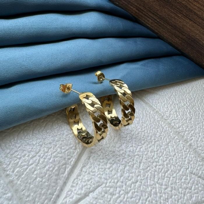 Anting Wanita Titanium Model Sisik Naga Anti Luntur, Anti Karat Import