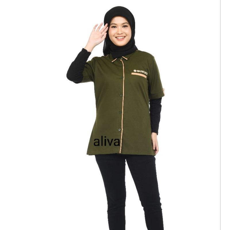 PROMO RAMADHAN Kemeja Seragam Kerja/ Kemeja Hijau Army/ Baju Atasan Pria Wanita/Baju Marketing