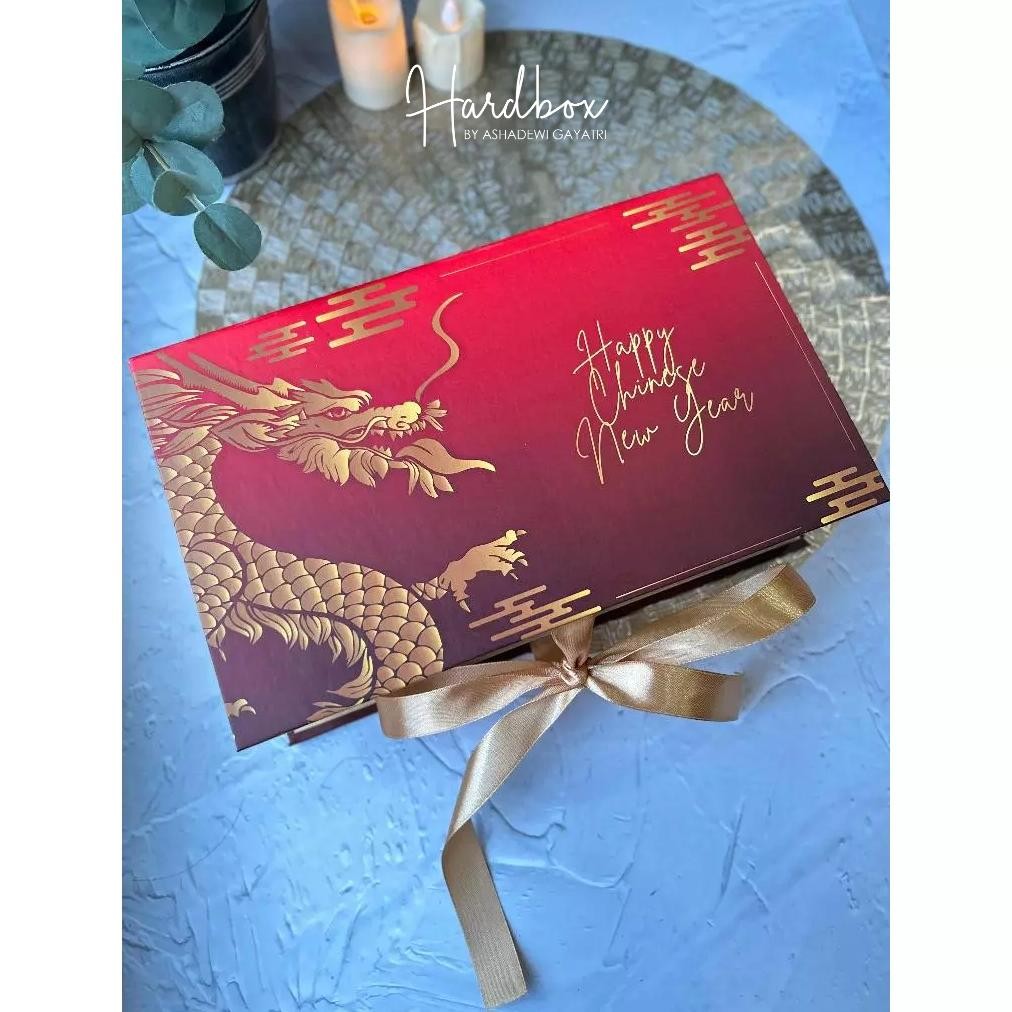 

BR - HARDBOX BY ASHADEWI GAYATRI - HARDBOX Happy Chinese New Year - GOLD DRAGON - Inner GOLD / custom box / box IMLEK / hampers box / gift box / custom box TERLARIS