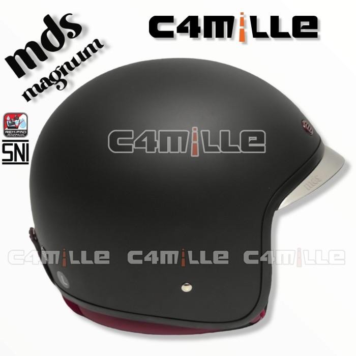 HELM MDS RETRO MAGNUM SOLID BLACK DOFF HALF FACE