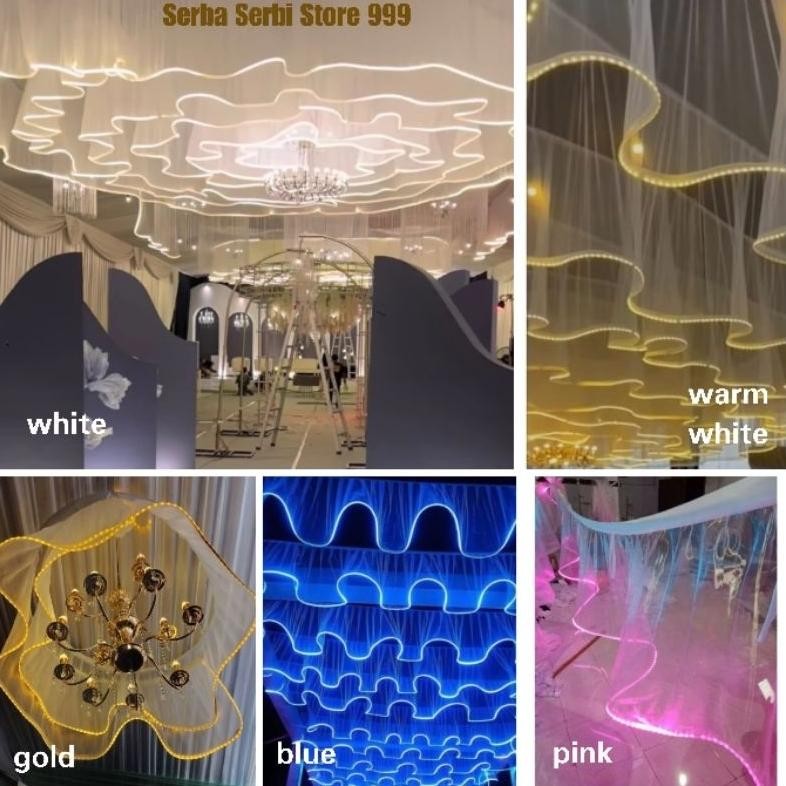 thom lampu dekorasi tenda - skiriting lampu tenda organza pernikahan 6 & 10 meteran
