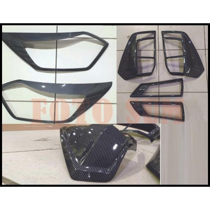 TERMURAH GARNISH LAMPU DEPAN BELAKANG MOBIL CALYA SIGRA 2020 SAMPAI 2022 CARBON 