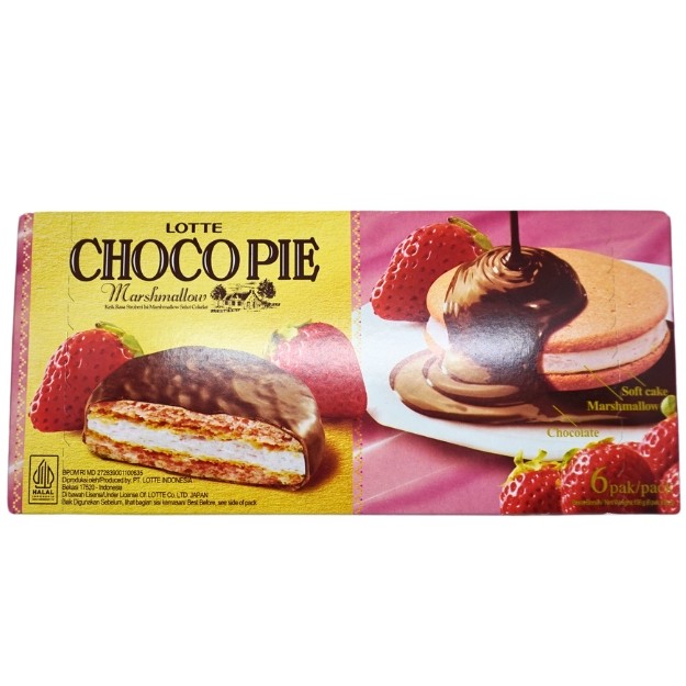 

S24801 LOTTE CHOCO PIE STRAWBERRY CAKE 156GR BOX MAJU BERSAMA (20250615)