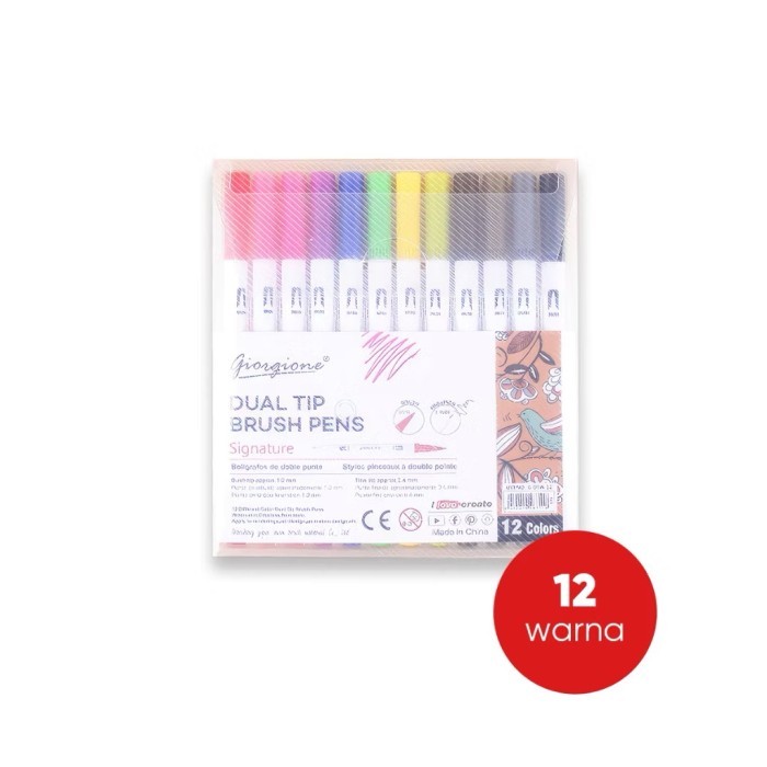 

TERBARU Giorgione Dual Tip Brush Pens Signature 12/24/36/48/60/72/100/120 Marker Pena Kuas Pulpen