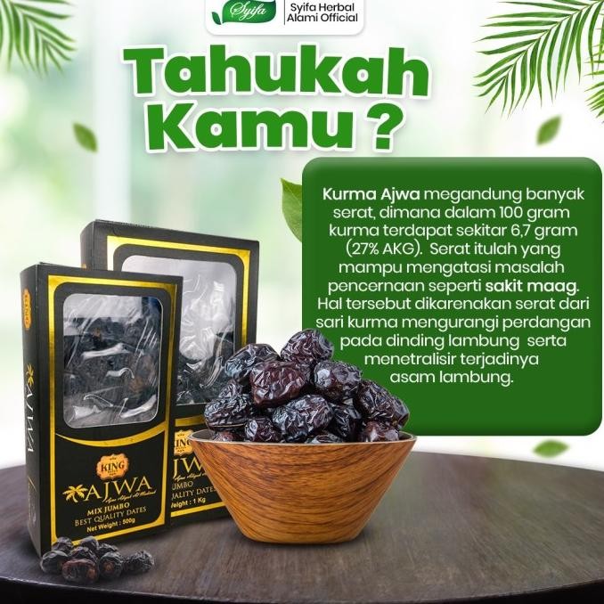 

Baru Kurma Ajwa 1 Kg - King Dates Ajwa Jumbo - Kemasan Baru 100 % Asli