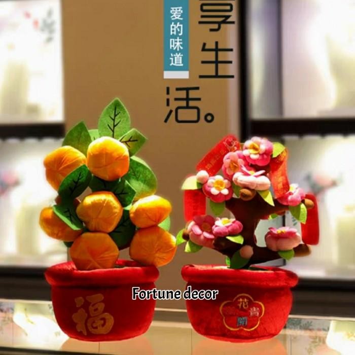 Pajangan Meja Imlek Boneka Meihua Jeruk Hiasan Chinese New Year