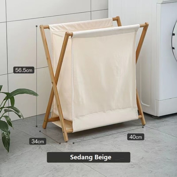 KERANJANG BAJU KOTOR LIPAT TEMPAT CUCIAN PAKAIAN LAUNDRY STAND KAYU