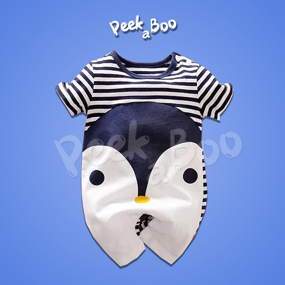 Peek A Boo - Jumper Impor Bayi Jumper Anak Laki Laki Lengan Pendek 0-12 Bulan Motif Binatang Rubah P
