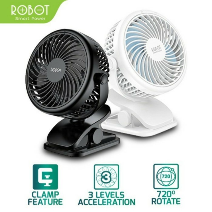 Fakhirishope Kipas Angin Portable Robot Rt-Bf10 Mini Fan Usb Jepit Cooler Hp Charge