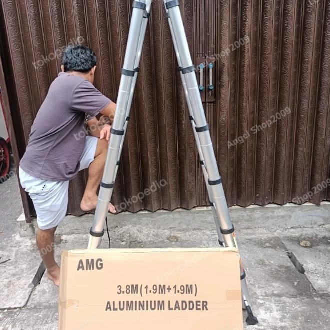 Tangga Lipat Aluminium Teleskopik 3,8M Double Teleskopik 3,8