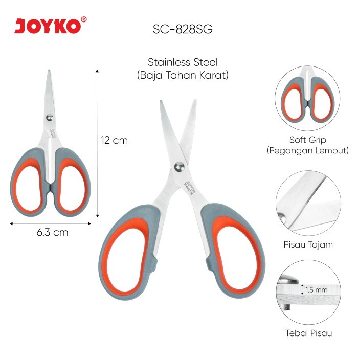 

Joyko Scissor Soft Grip Stainless / Gunting Joyko Ketas Kain Kardus