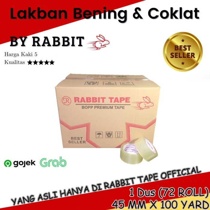 

PROMO! (Khusus Gojek) Lakban Bening / Coklat RABBIT TAPE 2 inch x 100 Yard