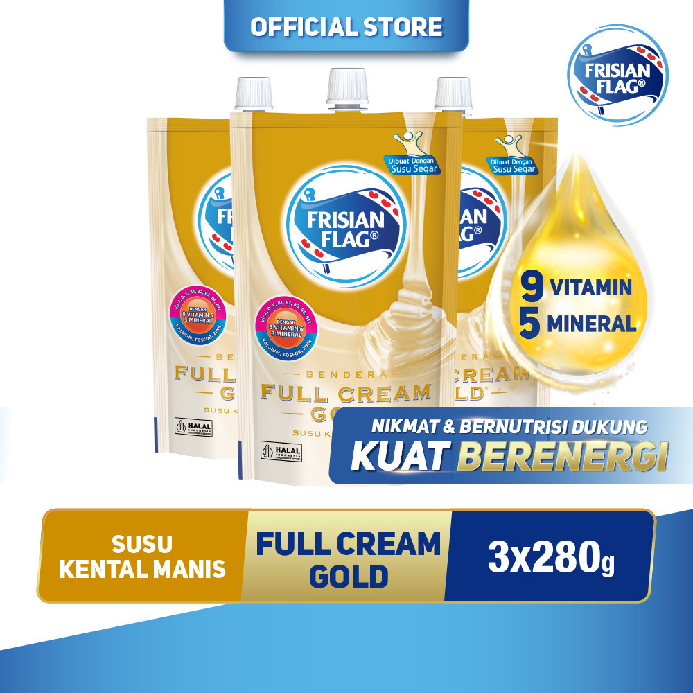

Frisian Flag Bendera Kental Manis Gold Pouch 280g - 3 Pcs