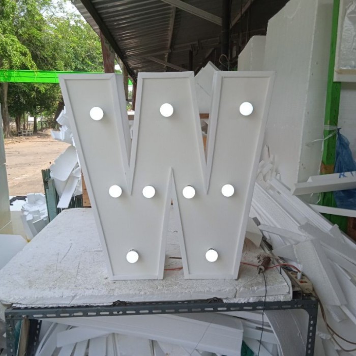 Terlaris Huruf Styrofoam Led Bohlam / Dekorasi Huruf Styrofoam Tinggi 80 Cm Lampu Led Bohlam Murah