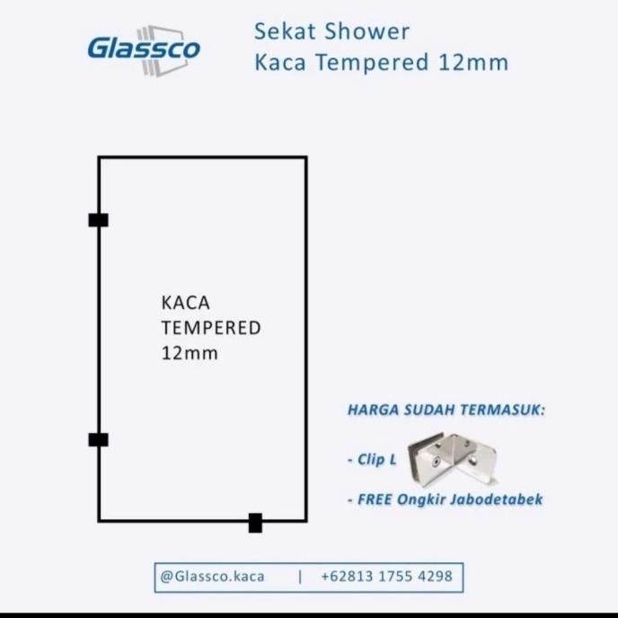 Kaca Partisi Sekat Kamar Mandi 12Mm - Pesanan Pak Dennis