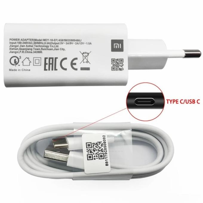 Charger Xiaomi Usb C Original Fast Charger 9V 2A /12V 1.5 Mdy-08-Df