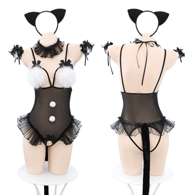 SET LINGERIE SEKSI COSPLAY CATWOMAN OPEN CROTCH COSTUME HOT BINAL SEXY DIJAMIN GRATIS ONGKIR