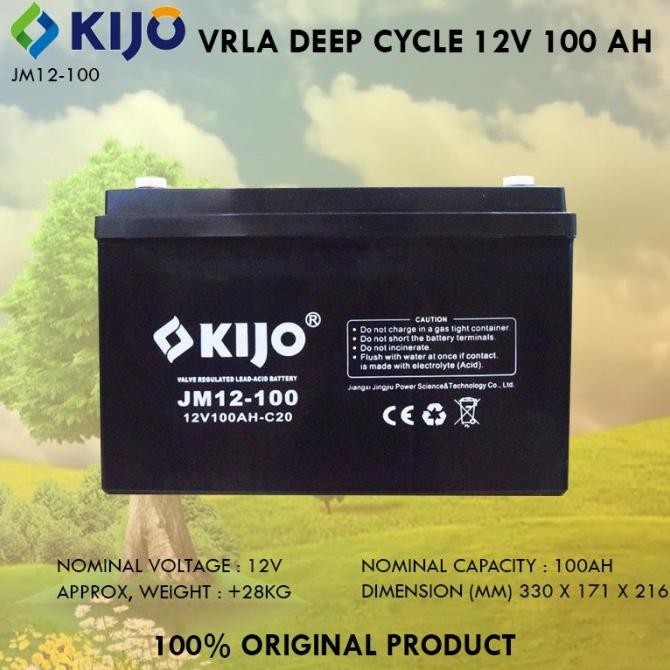 Kijo Aki Kering Vrla Deep Cycle 12V 100Ah Battery Baterai 12 V 100 Ah