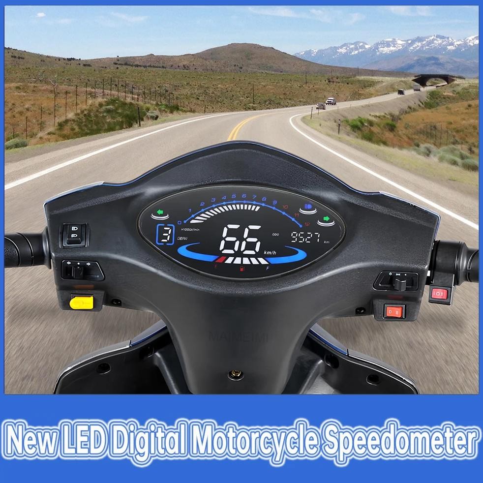 12000Rpm Gauge Tachometer Panel Motor Odometer Led Digital Dashboard  For Honda Biz100 Biz125 C100
