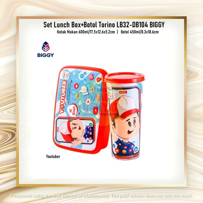 Set Lunch Box Anak Cerdasset Kotak Makan Botol Torino Lb32-Db104 Biggy