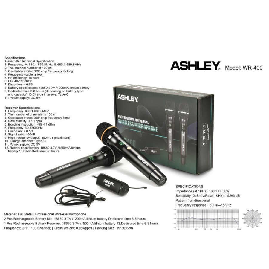 Mic Wireless Ashley WR 400 Original