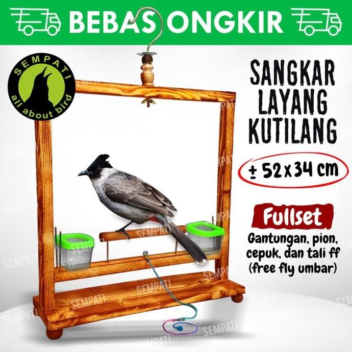 Sangkar Layang Fullset Burung Kutilang Trucuk Trucukan Cucak Perkutut Kandang Layang Plus Gantungan 