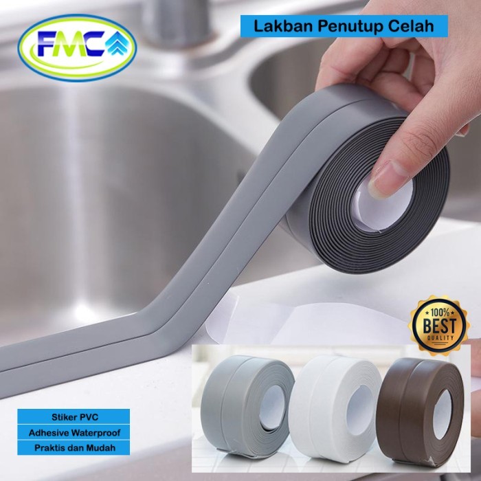TERPERCAYA Seal Tape Protection Penutup Celah Siku Wall Sticker Lakban PVC Karet