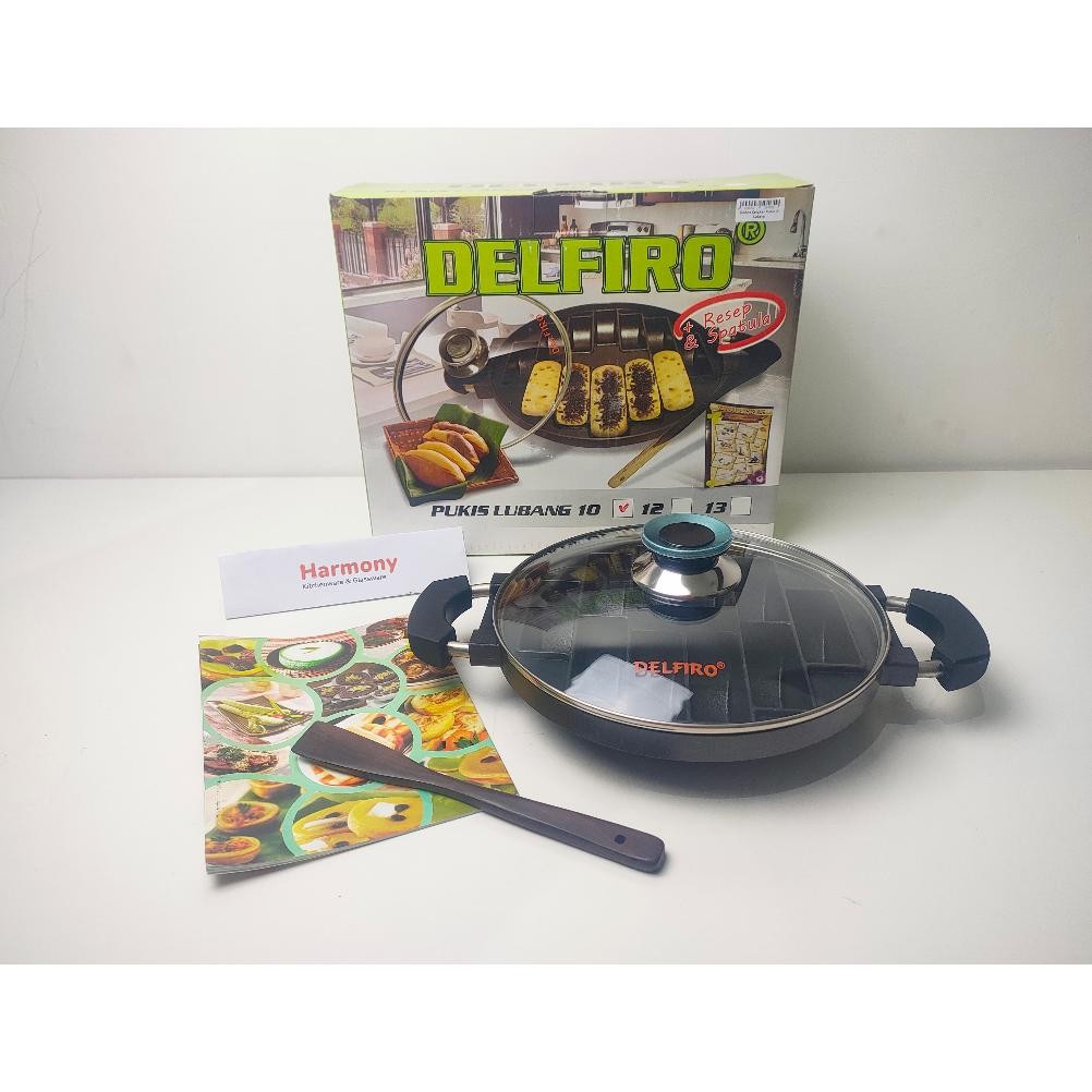 tan delfiro cetakan kue pukis 10 lubang anti lengket tutup kaca