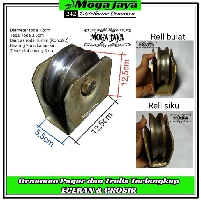 roda pagar roda gerbang besi as ukuran 12cm