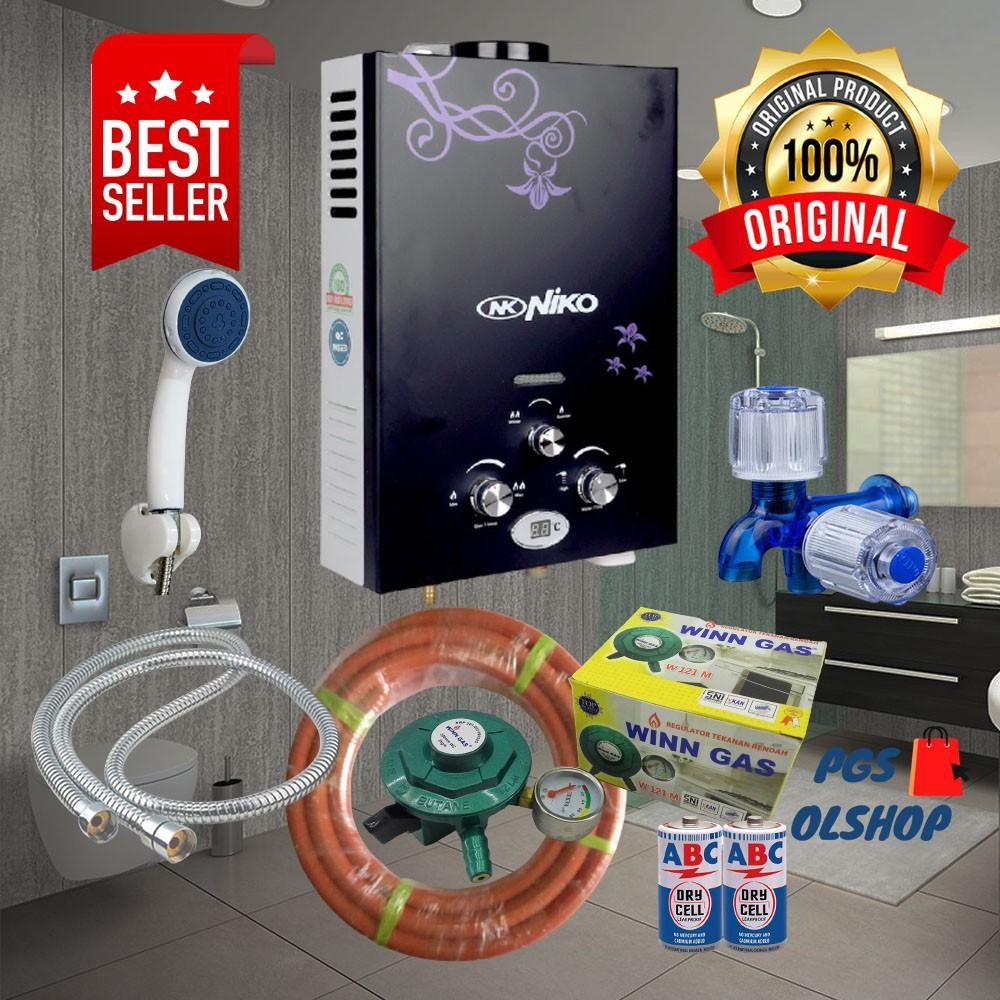 Water Heater Gas Niko Paket Lengkap 6Ld