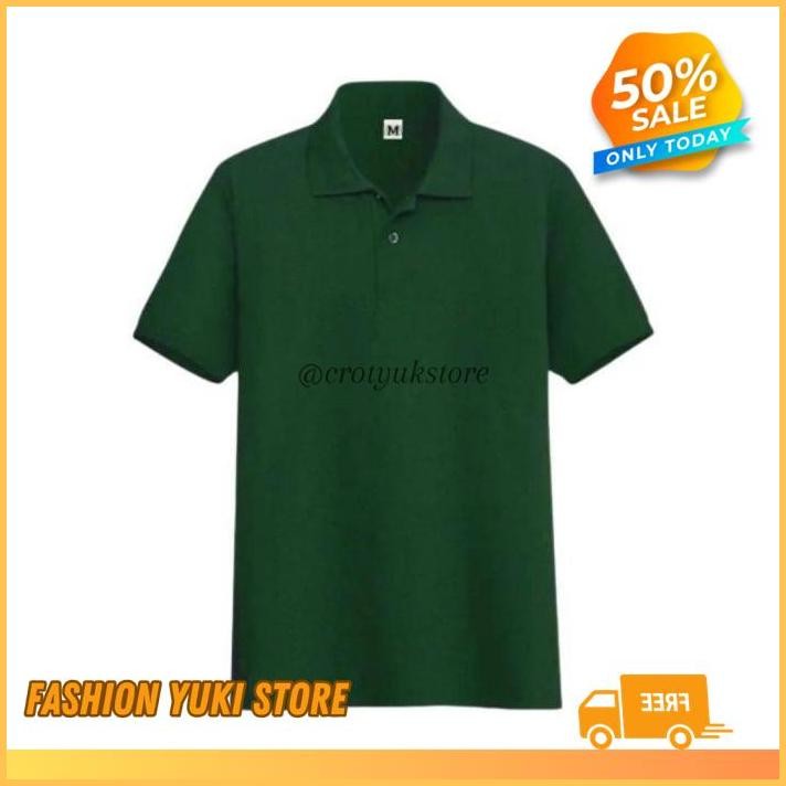 KAOS POLO SHIRT TSHIRT BAJU KERAH DISTRO HIJAU BOTOL GREEN BANYAK WARNA POLOS  CUSTOM INDONESIA PRIA