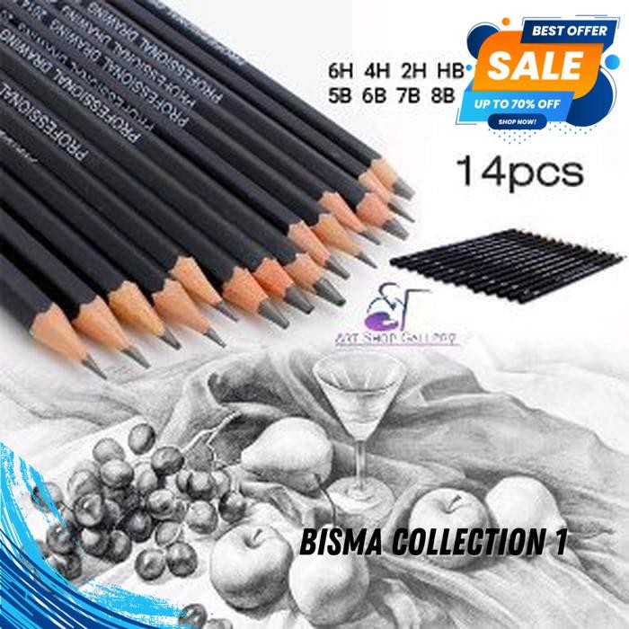 

SET PENSIL SKETSA DRAWING GRAPHITE PROFESSIONAL PENCILS CHARCOAL 14PCS BY BISMACOLLECTION1 !